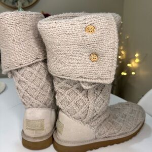 UGG Knit Ankle Boots in Cream
